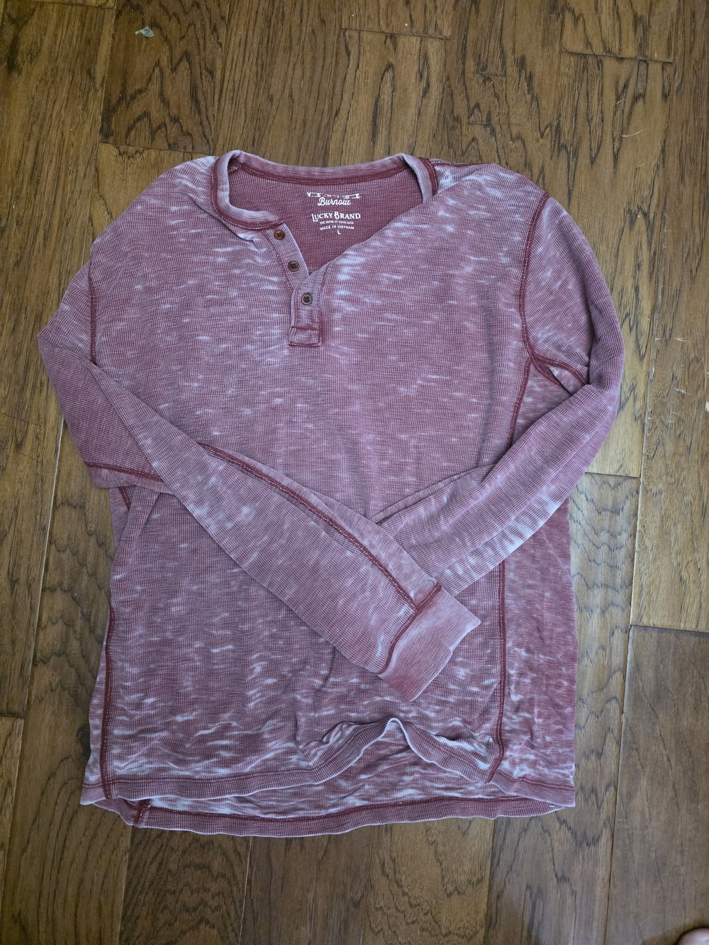Lucky Brand Maroon Burnout Henley Shirt